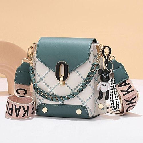 [DARK GREEN] Dual Colored Cross body bag