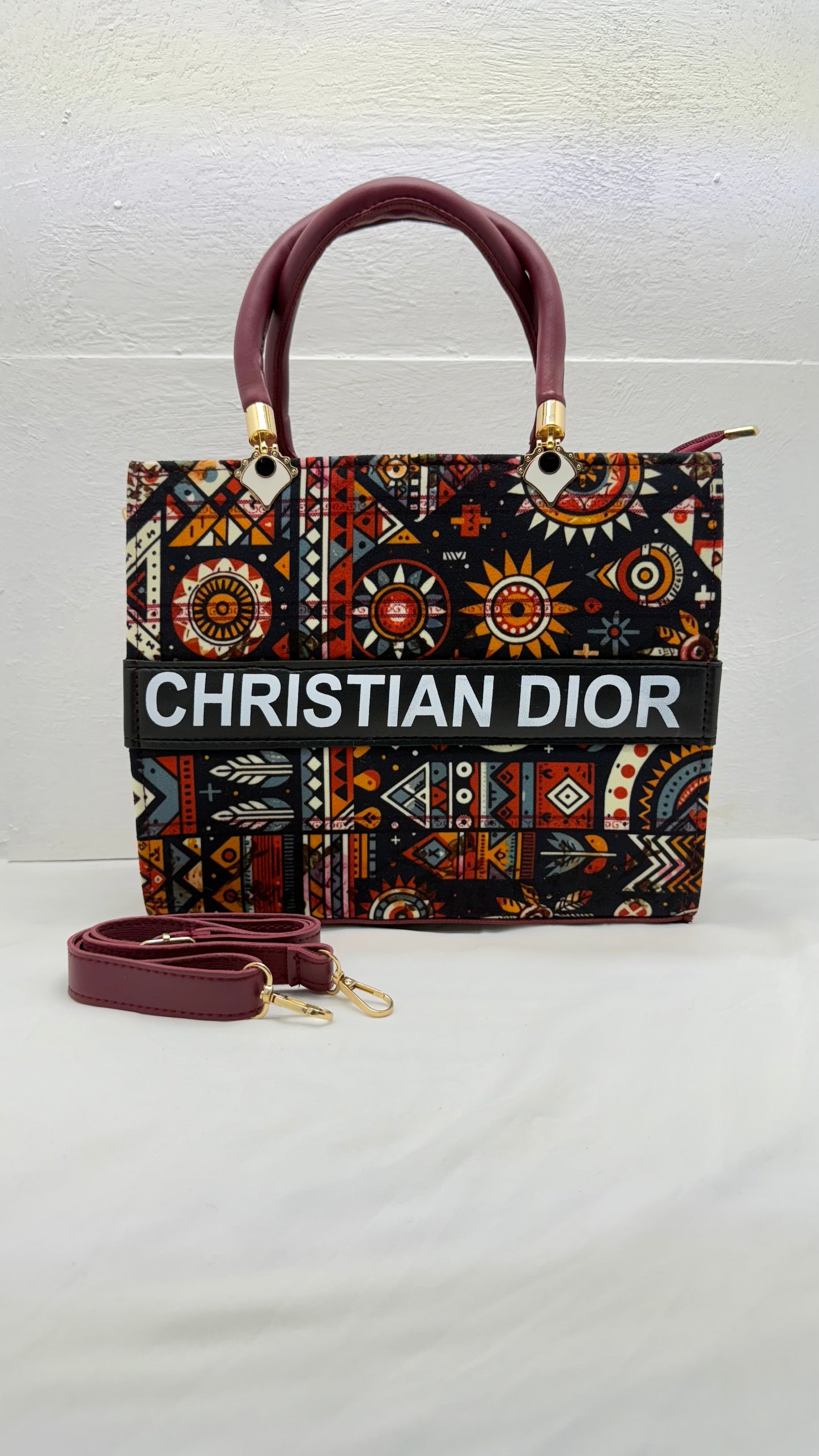 [DARK RED] Printed Classic Tote Bag